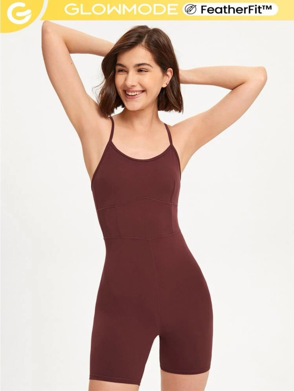 🍠 (NWT) GlowMode • Feather Fit Romper in Burgundy